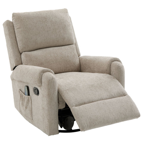 Manual Recliner Massage Chair With Swivel Rocker, 8 Massage Modes, Side Storage Pocket