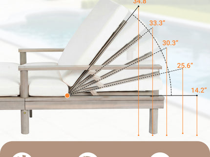 5 Position Adjustable Outdoor Chaise Lounge