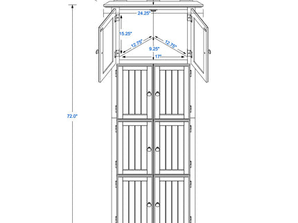 Tall Storage Cabinet With Doors And 4 Shelves For Living Room, Kitchen, Office, Bedroom, Bathroom, Modern