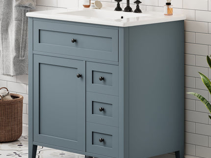 Bathroom Vanity With Sink, 3 Drawers And Adjustable Shelf