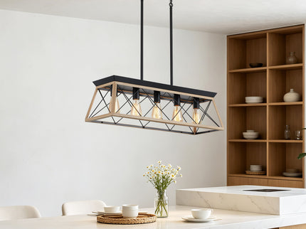 Chandelier Pendant Light For Dining Room Kitchen, 5 Light Fixture With Adjustable Height
