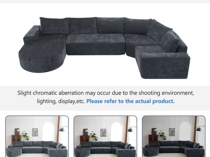 U-Shaped Oversized Modular Cloud Sectional Sofa With Deep Seat For Living Room