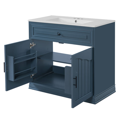 Bathroom Vanity With Sink, Cabinet With 2 Soft Closing Doors