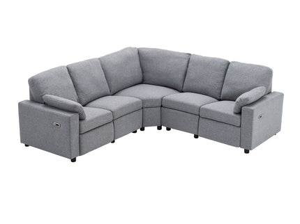Power Recliner Sectional Sofa Home Theater Reclining Sofa With Two USB Ports, Two Storage Drawers For Living Room