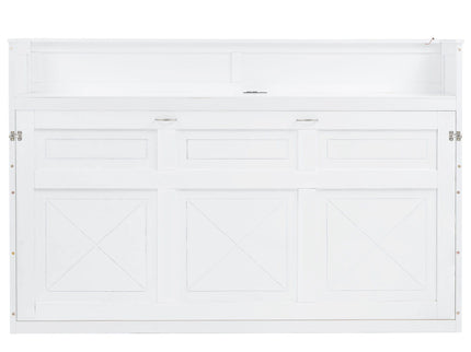 Murphy Bed With Desk, LED Light And USB Charging Station