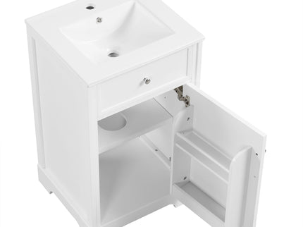 20" Bathroom Vanity With Sink, Soft Closing Cabinet Door, Adjustable Shelf & Storage Rack - White