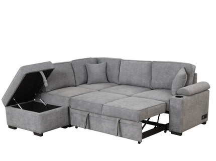 Sleeper Sofa Bed, 2 In 1 Pull Out Sofa Bed L Shape Couch With Storage Ottoman For Living Room, Bedroom Couch And Small Apartment