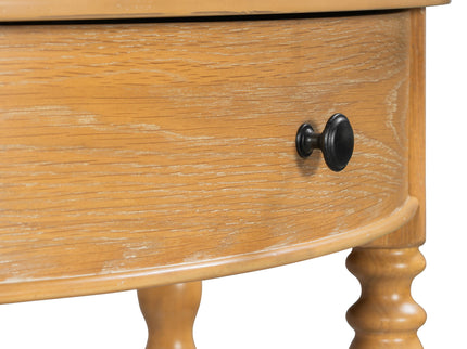Half Moon Console Table With Drawer & Shelf