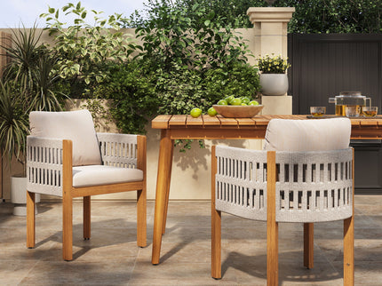 Outdoor Dining Chairs With Mix Rope Handles (Set of 2)