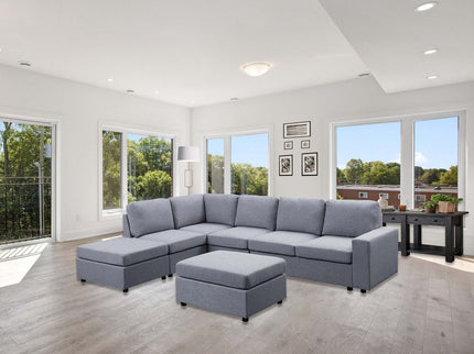 Marley - 7 Seat Reversible Modular Sectional Sofa With Ottoman
