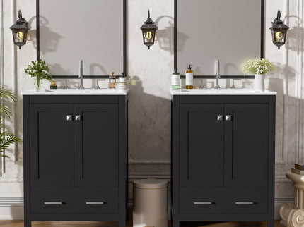 Bathroom Vanity With Integrated Undermount Ceramic Sink, 2 Doors And 1 Drawer, Soft Close Hinges