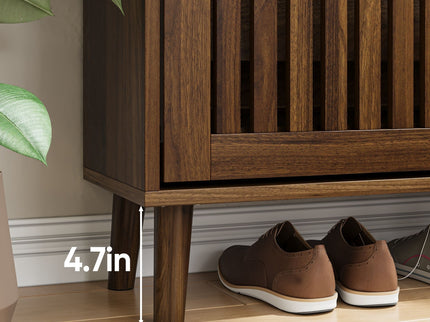 Medieval Modern Shoe Cabinet With 2 Flip Drawers And Fence Design