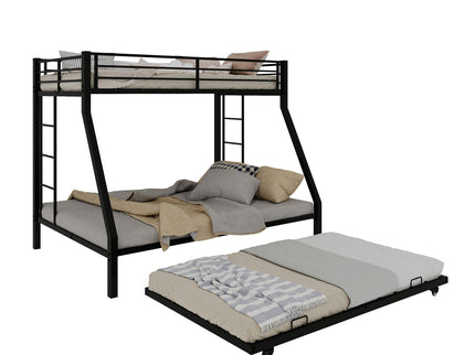 Bunk Bed For Kids, Convertible Frame With Ladders & Guardrail