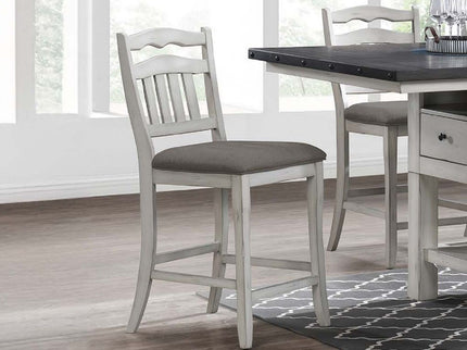 Counter Height Dining Chairs With Upholstered Cushion And Ladder Back Design (Set of 2) - Antique White