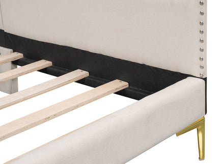 Upholstered Daybed With Headboard And Armrest, Support Legs