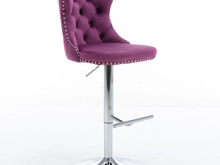 Swivel Barstools Adjusatble Seat Height From 25-33", Modern Upholstered Base Bar Stools With Backs Comfortable Tufted For Home Pub And Kitchen Island (Set of 2)