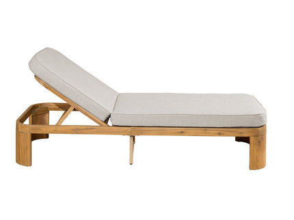 Outdoor Chaise Lounge With Cushion, 5 Position Adjustable Backrest