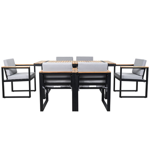 7 Pieces Outdoor Dining Set Patio Dining Table And Chair Set With And Removable Cushions For Patio