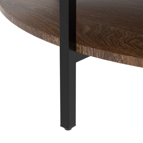 Lift Top Coffee Table, Round Storage Cocktail Table With Reinforced Legs, Safe Rounded Design - Brown