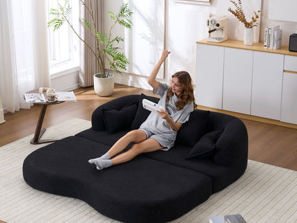 Foldable Sofa Bed, Boneless Couch Convertible Sleeper With 4 Pillows
