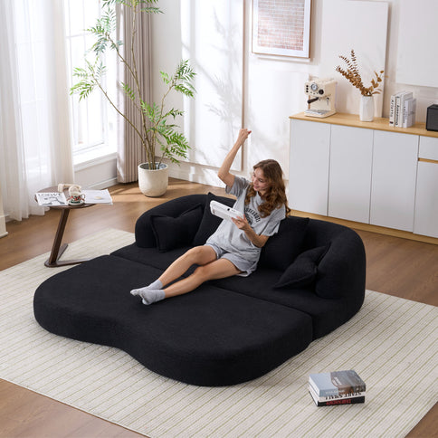 Foldable Sofa Bed, Boneless Couch Convertible Sleeper With 4 Pillows