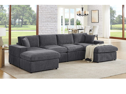 Upholstered Symmetrical Modular Sectional With 6 Seating
