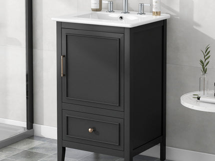 Modern Bathroom Vanity With Sink, Cabinet Storage, Drawer & Adjustable Feet