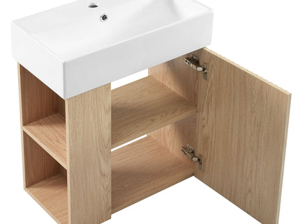 Modern Floating Bathroom Vanity With Ceramic Basin Perfect For Small Bathrooms