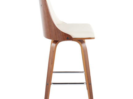 Gianna - Mid Century Modern Fixed Height Counter Stool With Swivel With Square Footrest (Set of 2)