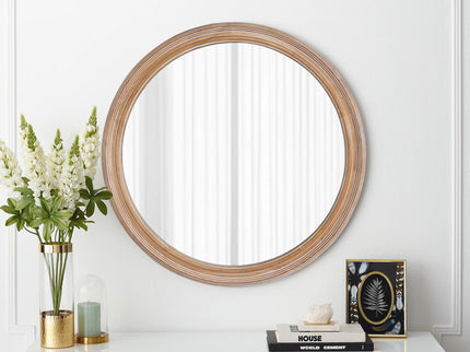 Round Wall Mirror With Ribbed Frame