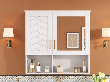 2 In 1 Wall-Mounted Mirror Cabinet With Adjustable Shelves, Soft-Close Doors, High-Definition Mirror & Storage