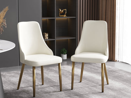 Modern Sponge-Filled Dining Chair, Solid Wood Metal Legs, Suitable For Restaurants, Living Rooms And Rooms (Set of 2) - White