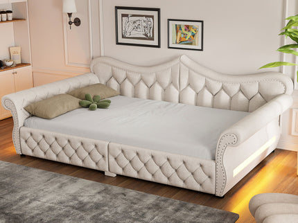 Upholstered Daybed With LED Lighting And Nailhead Trim