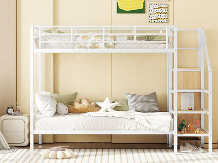 Bunk Bed With Lateral Storage Ladder And Wardrobe