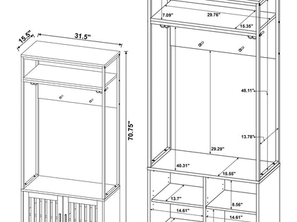 Flora - 2 Door Coat Rack Hall Tree Storage Bench And Multi Functional Storage - Natural