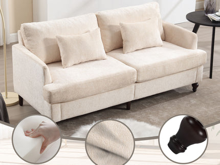 Mid Century Modern Fabric Loveseat Sofa, 2 Seat Upholstered Couch