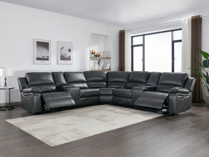 Power Reclining Sectional Sofa With 3 Adjustable Recliners, USB Ports & Cup Holders, Oversized Seating For Living Room - Black