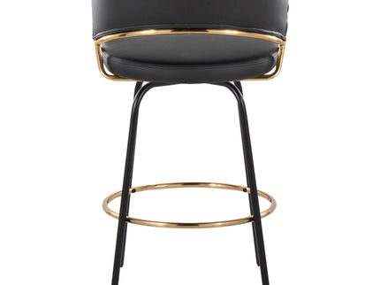Jie - Fixed Height Contemporary Counter Stool With Swivel Round Footrest (Set of 2)