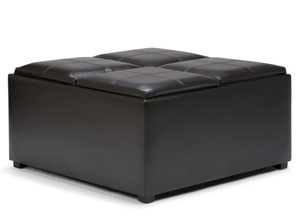 Avalon - Square Coffee Table Storage Ottoman - Tanners Brown