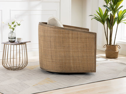 Barrel, Comfy Round Accent Sofa Chair With 360 Degree Swivel, Leisure Arm