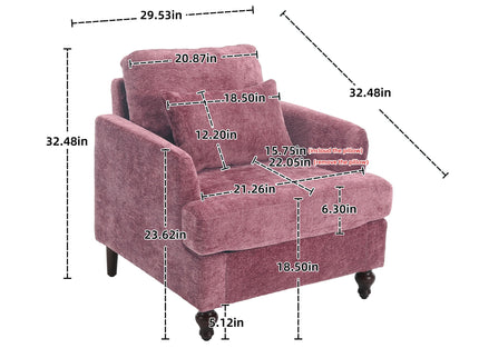 Modern Mid Century Wood Frame Armchair With Tufted Design