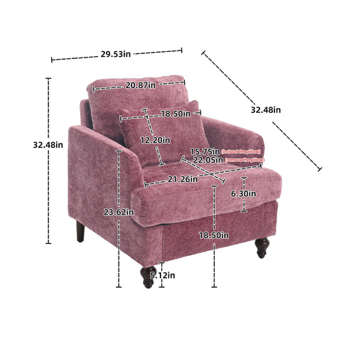 Modern Mid Century Wood Frame Armchair With Tufted Design