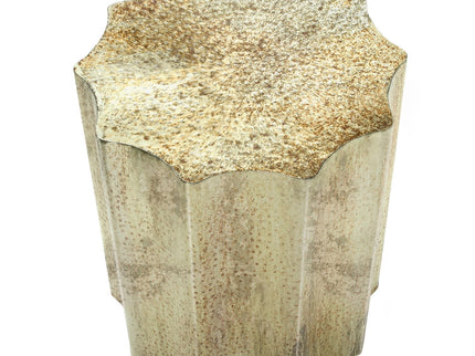 Drum Accent Side Table, Stylish Scalloped Design