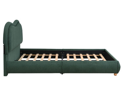 Upholstered Platform Bed Frame With Curved Headboard