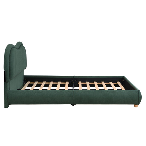 Upholstered Platform Bed Frame With Curved Headboard