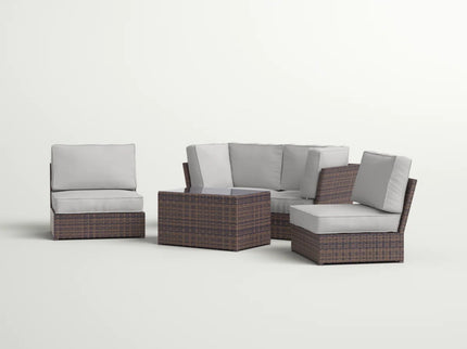 Comfortable Modern Patio Rattan Sectional Set With Cushions