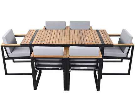 7 Pieces Outdoor Dining Set Patio Dining Table And Chair Set With And Removable Cushions For Patio