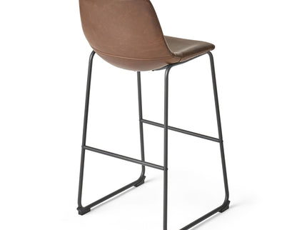 Barstool With Upholstery And Foot Rail - Vintage Brown