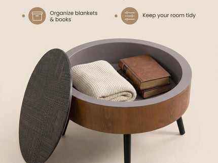 Round Coffee Table With Storage Function For Living Rooms