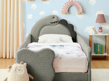 Cute Dinosaur Shaped Bed With Safety Guardrail, Toddler Frame